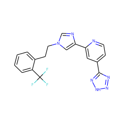 FC(F)(F)c1ccccc1CCn1cnc(-c2cc(-c3nn[nH]n3)ccn2)c1 ZINC000225936735