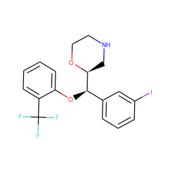 FC(F)(F)c1ccccc1O[C@H](c1cccc(I)c1)[C@@H]1CNCCO1 ZINC000028881203