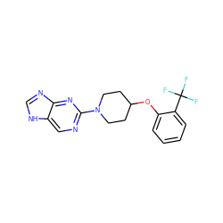 FC(F)(F)c1ccccc1OC1CCN(c2ncc3[nH]cnc3n2)CC1 ZINC000072124843