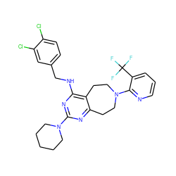 FC(F)(F)c1cccnc1N1CCc2nc(N3CCCCC3)nc(NCc3ccc(Cl)c(Cl)c3)c2CC1 ZINC000168137463