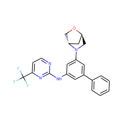 FC(F)(F)c1ccnc(Nc2cc(-c3ccccc3)cc(N3C[C@H]4C[C@H]3CO4)c2)n1 ZINC001772582950