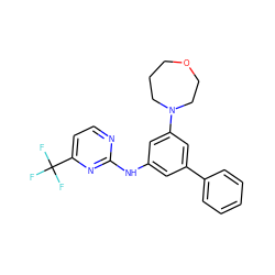 FC(F)(F)c1ccnc(Nc2cc(-c3ccccc3)cc(N3CCCOCC3)c2)n1 ZINC001772611209