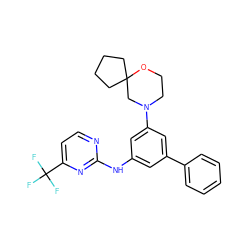 FC(F)(F)c1ccnc(Nc2cc(-c3ccccc3)cc(N3CCOC4(CCCC4)C3)c2)n1 ZINC001772612357