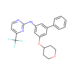 FC(F)(F)c1ccnc(Nc2cc(OC3CCOCC3)cc(-c3ccccc3)c2)n1 ZINC001772640343