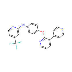 FC(F)(F)c1ccnc(Nc2ccc(Oc3ncccc3-c3ccncc3)cc2)c1 ZINC000139351163