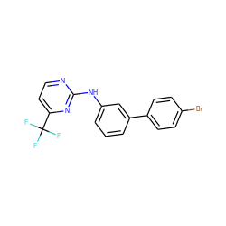 FC(F)(F)c1ccnc(Nc2cccc(-c3ccc(Br)cc3)c2)n1 ZINC001772621695