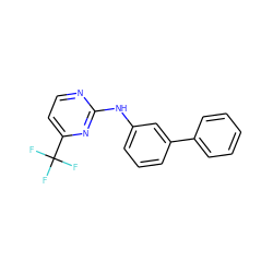 FC(F)(F)c1ccnc(Nc2cccc(-c3ccccc3)c2)n1 ZINC000725397706