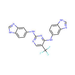 FC(F)(F)c1cnc(Nc2ccc3[nH]cnc3c2)nc1Nc1ccc2[nH]cnc2c1 ZINC000028523555