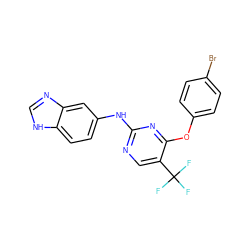 FC(F)(F)c1cnc(Nc2ccc3[nH]cnc3c2)nc1Oc1ccc(Br)cc1 ZINC000028523645