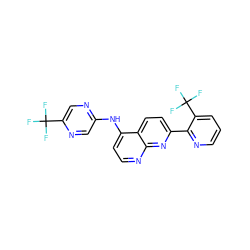 FC(F)(F)c1cnc(Nc2ccnc3nc(-c4ncccc4C(F)(F)F)ccc23)cn1 ZINC000058540748