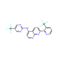 FC(F)(F)c1cnc(Nc2ccnc3nc(-c4ncccc4C(F)(F)F)ccc23)nc1 ZINC000058540732