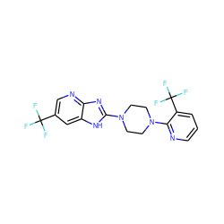 FC(F)(F)c1cnc2nc(N3CCN(c4ncccc4C(F)(F)F)CC3)[nH]c2c1 ZINC000038157632