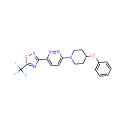 FC(F)(F)c1nc(-c2ccc(N3CCC(Oc4ccccc4)CC3)nn2)no1 ZINC000028655405