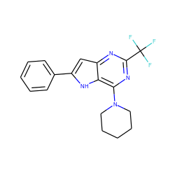 FC(F)(F)c1nc(N2CCCCC2)c2[nH]c(-c3ccccc3)cc2n1 ZINC000013834942