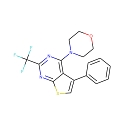 FC(F)(F)c1nc(N2CCOCC2)c2c(-c3ccccc3)csc2n1 ZINC000146392320