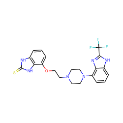 FC(F)(F)c1nc2c(N3CCN(CCOc4cccc5[nH]c(=S)[nH]c45)CC3)cccc2[nH]1 ZINC000040894322