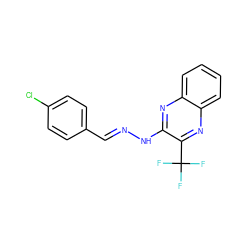 FC(F)(F)c1nc2ccccc2nc1N/N=C/c1ccc(Cl)cc1 ZINC000004090973