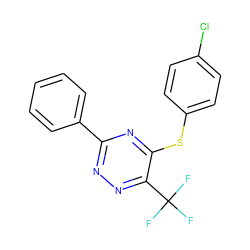 FC(F)(F)c1nnc(-c2ccccc2)nc1Sc1ccc(Cl)cc1 ZINC000005874945