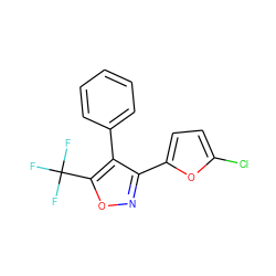 FC(F)(F)c1onc(-c2ccc(Cl)o2)c1-c1ccccc1 ZINC000096909028