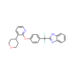 FC(F)(c1ccc(Oc2ncccc2C2CCOCC2)cc1)c1nc2ccccc2[nH]1 ZINC000142597428