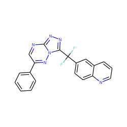 FC(F)(c1ccc2ncccc2c1)c1nnc2ncc(-c3ccccc3)nn12 ZINC000200637001