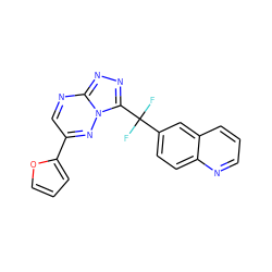 FC(F)(c1ccc2ncccc2c1)c1nnc2ncc(-c3ccco3)nn12 ZINC000653842788