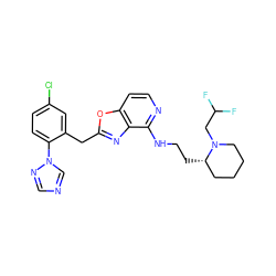 FC(F)CN1CCCC[C@@H]1CCNc1nccc2oc(Cc3cc(Cl)ccc3-n3cncn3)nc12 ZINC000028525633