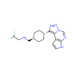 FC(F)CNC[C@H]1CC[C@H](c2nnn3cnc4[nH]ccc4c23)CC1 ZINC001772585201