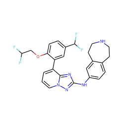 FC(F)COc1ccc(C(F)F)cc1-c1cccn2nc(Nc3ccc4c(c3)CCNCC4)nc12 ZINC000096169884