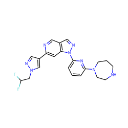 FC(F)Cn1cc(-c2cc3c(cn2)cnn3-c2cccc(N3CCCNCC3)n2)cn1 ZINC000216477532