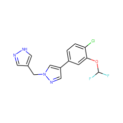 FC(F)Oc1cc(-c2cnn(Cc3cn[nH]c3)c2)ccc1Cl ZINC001772598113