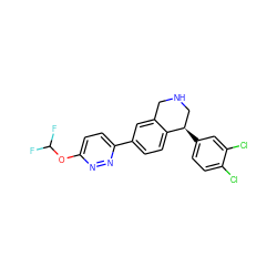 FC(F)Oc1ccc(-c2ccc3c(c2)CNC[C@H]3c2ccc(Cl)c(Cl)c2)nn1 ZINC000114515076