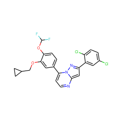 FC(F)Oc1ccc(-c2ccnc3cc(-c4cc(Cl)ccc4Cl)nn23)cc1OCC1CC1 ZINC000045355096