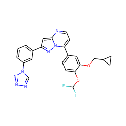 FC(F)Oc1ccc(-c2ccnc3cc(-c4cccc(-n5cnnn5)c4)nn23)cc1OCC1CC1 ZINC000045372808