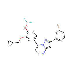 FC(F)Oc1ccc(-c2ccnc3cc(-c4cccc(Br)c4)nn23)cc1OCC1CC1 ZINC000045390816