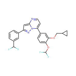 FC(F)Oc1ccc(-c2ccnc3cc(-c4cccc(C(F)F)c4)nn23)cc1OCC1CC1 ZINC000045358415