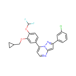 FC(F)Oc1ccc(-c2ccnc3cc(-c4cccc(Cl)c4)nn23)cc1OCC1CC1 ZINC000045388750