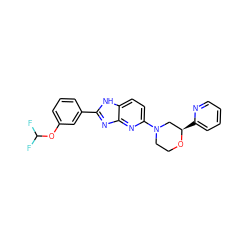 FC(F)Oc1cccc(-c2nc3nc(N4CCO[C@H](c5ccccn5)C4)ccc3[nH]2)c1 ZINC000221407824