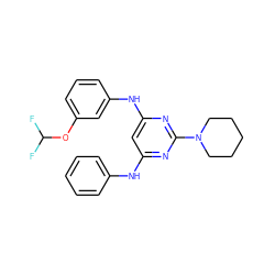 FC(F)Oc1cccc(Nc2cc(Nc3ccccc3)nc(N3CCCCC3)n2)c1 ZINC000073196444