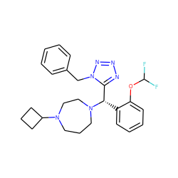 FC(F)Oc1ccccc1[C@@H](c1nnnn1Cc1ccccc1)N1CCCN(C2CCC2)CC1 ZINC000058582029