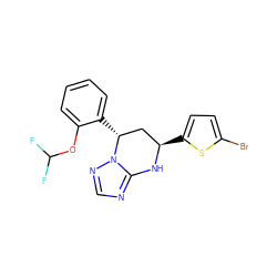 FC(F)Oc1ccccc1[C@@H]1C[C@@H](c2ccc(Br)s2)Nc2ncnn21 ZINC000013123485