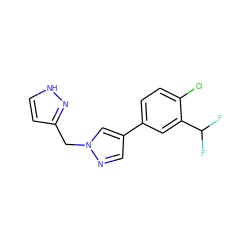 FC(F)c1cc(-c2cnn(Cc3cc[nH]n3)c2)ccc1Cl ZINC001772628668