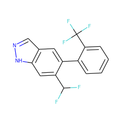 FC(F)c1cc2[nH]ncc2cc1-c1ccccc1C(F)(F)F ZINC000169325679