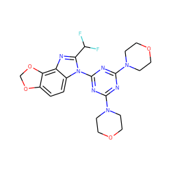 FC(F)c1nc2c3c(ccc2n1-c1nc(N2CCOCC2)nc(N2CCOCC2)n1)OCO3 ZINC000073141686