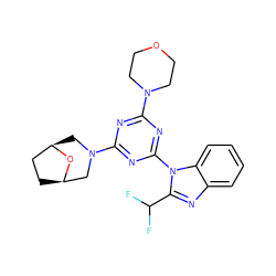 FC(F)c1nc2ccccc2n1-c1nc(N2CCOCC2)nc(N2C[C@@H]3CC[C@H](C2)O3)n1 ZINC000049068537