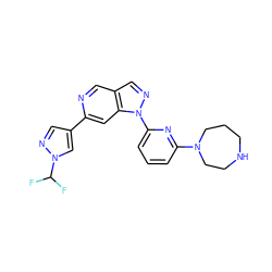 FC(F)n1cc(-c2cc3c(cn2)cnn3-c2cccc(N3CCCNCC3)n2)cn1 ZINC000216478510