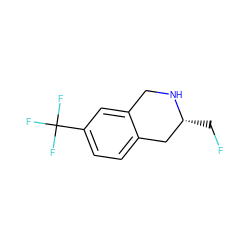 FC[C@@H]1Cc2ccc(C(F)(F)F)cc2CN1 ZINC000013517640