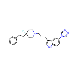 FC1(CCc2ccccc2)CCN(CCCc2c[nH]c3ccc(-n4cnnc4)cc23)CC1 ZINC000001486794