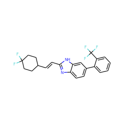 FC1(F)CCC(/C=C/c2nc3ccc(-c4ccccc4C(F)(F)F)cc3[nH]2)CC1 ZINC000073312915