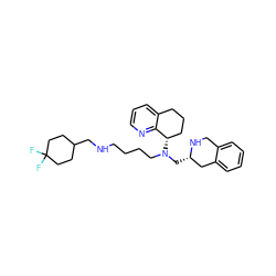 FC1(F)CCC(CNCCCCN(C[C@H]2Cc3ccccc3CN2)[C@H]2CCCc3cccnc32)CC1 ZINC001772610004